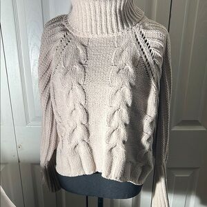 moon & madison Soft Beige Cable Knit Turtleneck Sweater